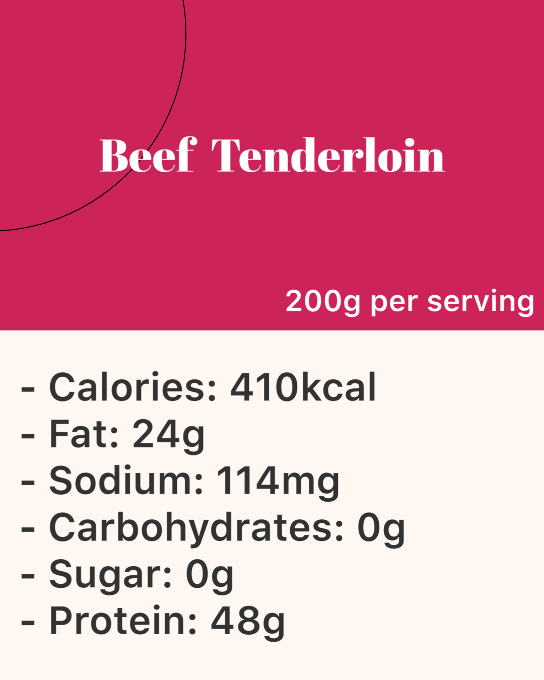New Zealand Beef Tenderloin  (原味 - 紐西蘭牛柳肉) 100g / 150g / 200g